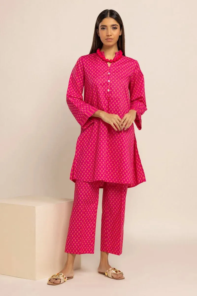 2 Piece | Kurta & Pants | Color Dark Pink