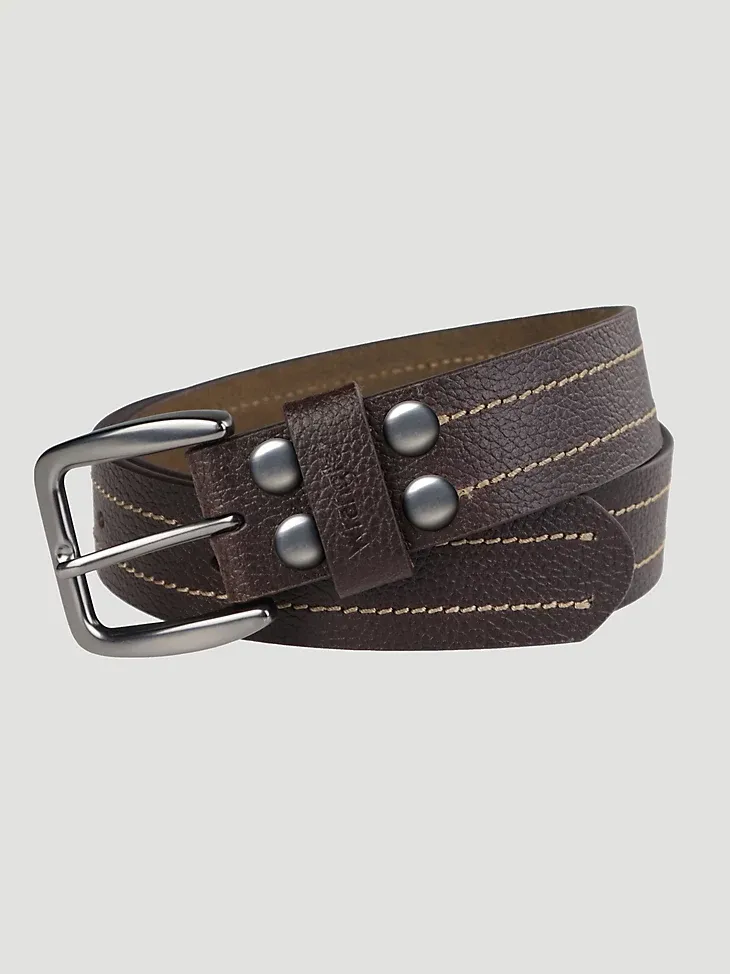 MEN'S PEBBLE GRAIN LEATHER BELT IN BLACK