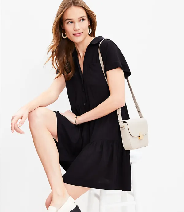 Tiered Pocket Shirtdress