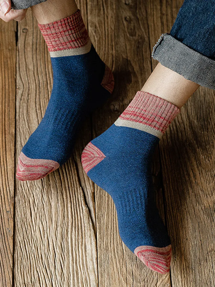 Retro Men's Contrast Color Sports Knit Socks