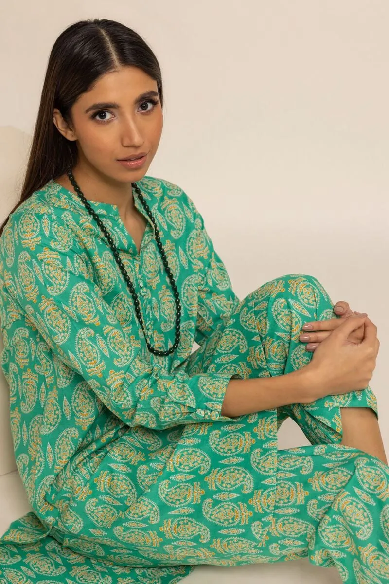 2 Piece | Kurta & Pants | Color Green