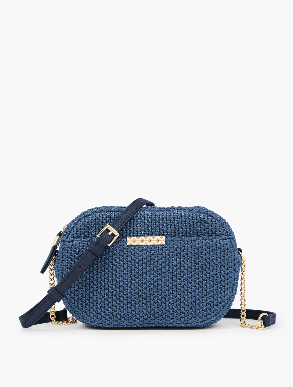 Straw Crossbody Bag - Indigo Blue