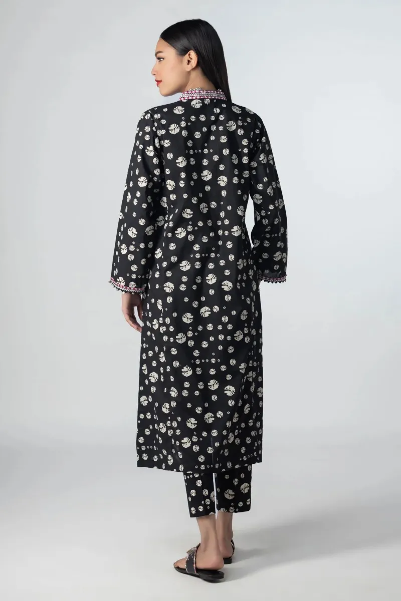 2 Piece Kurta | Embroidered & Pants Black