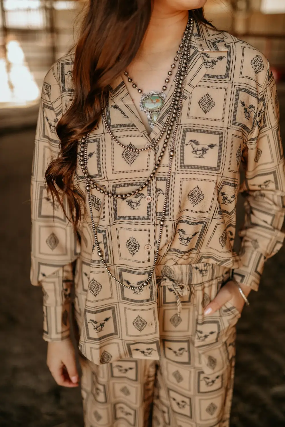 Square Horse Pattern Blouse