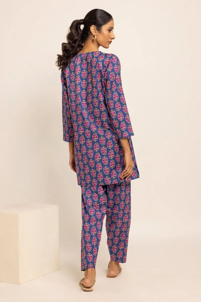 2 Piece | Kurta & Pants | Color Navy Blue Purple