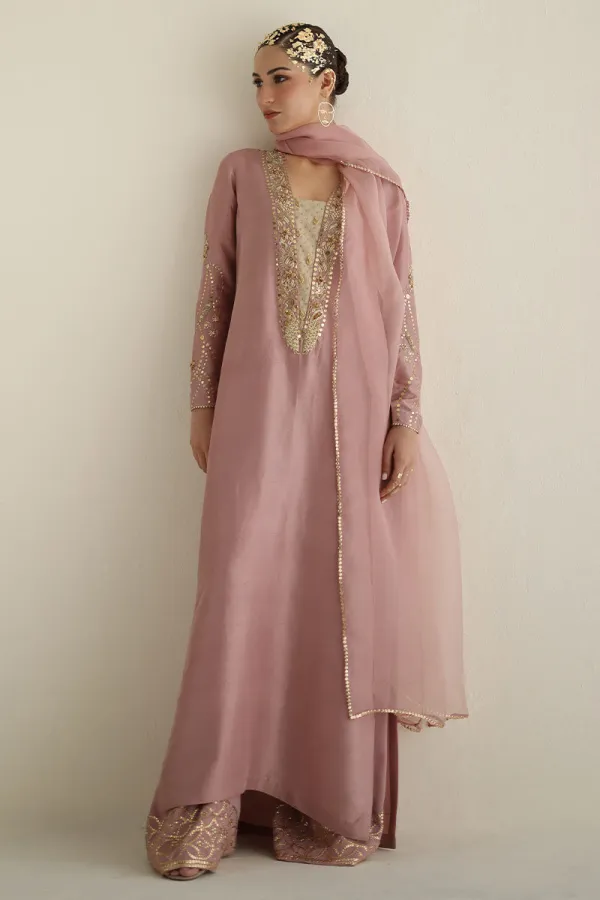 Embellished raw silk sets