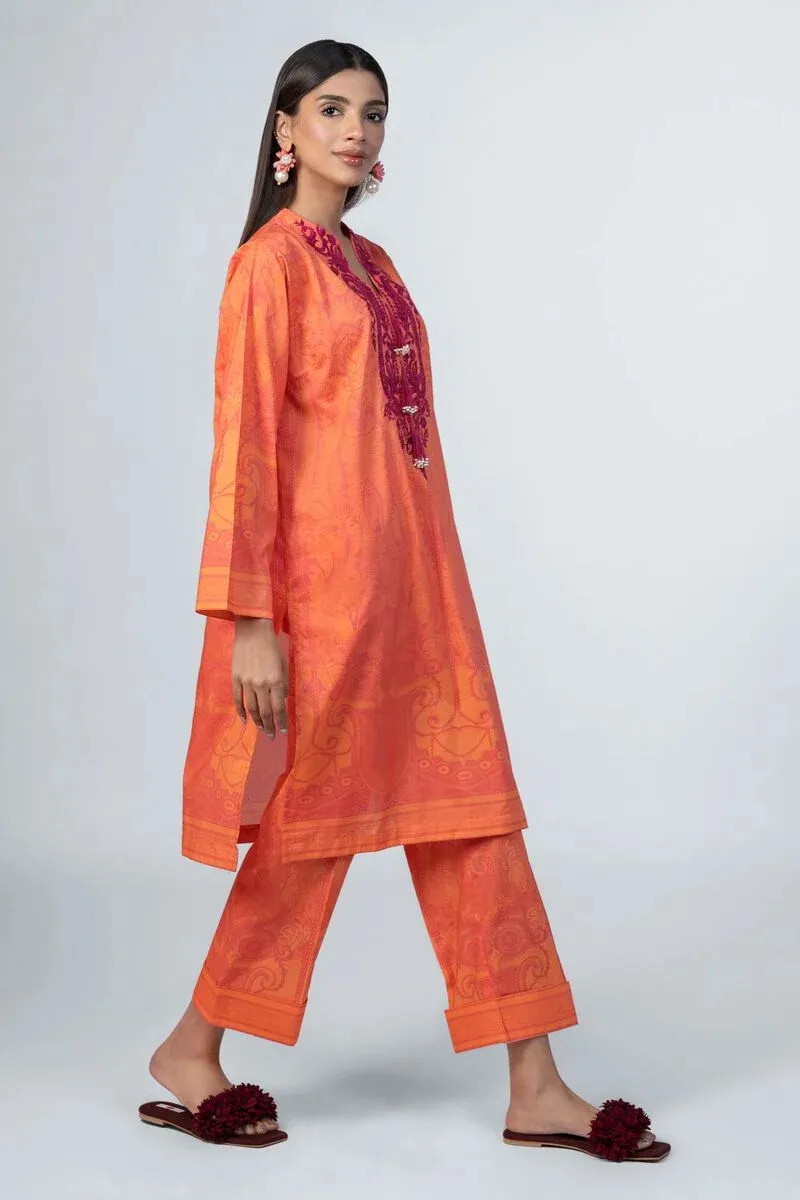 2 Piece | Kurta & Pants | Color Orange