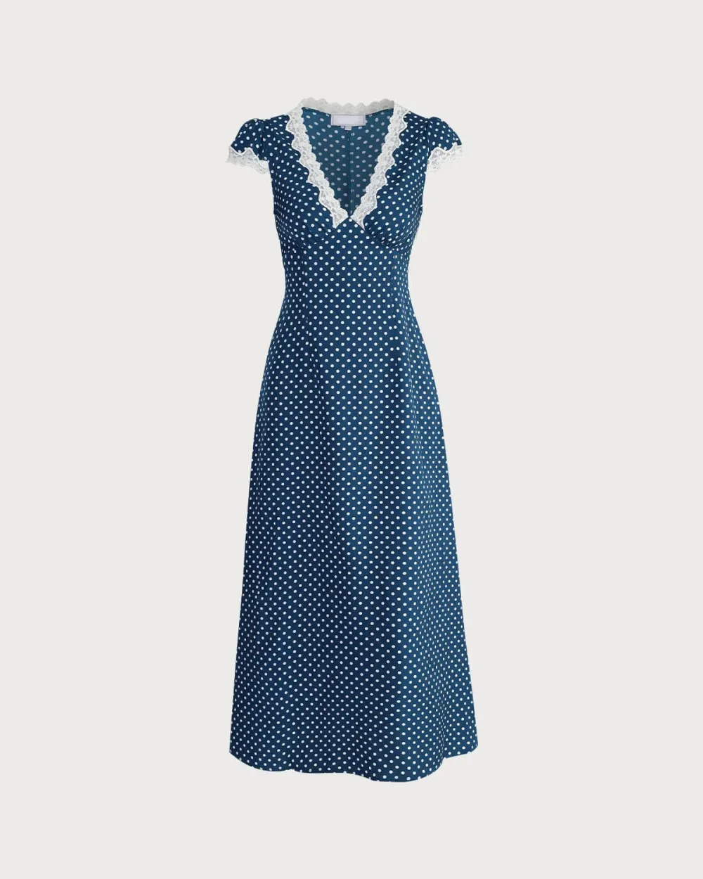 Polka dot deep v retro long dress