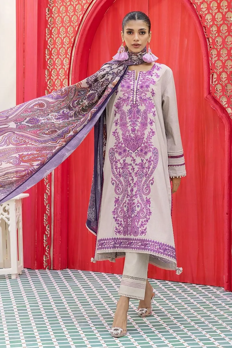 3 Piece Kurta Embroidered | Dupatta& Bottom & Tops | Color Purple