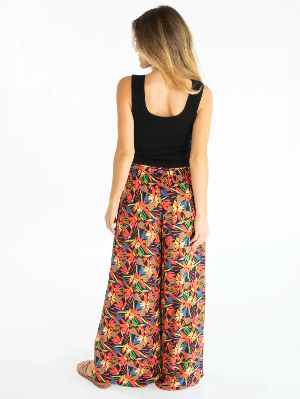 Fiona Palazzo Pant - Black Tropical