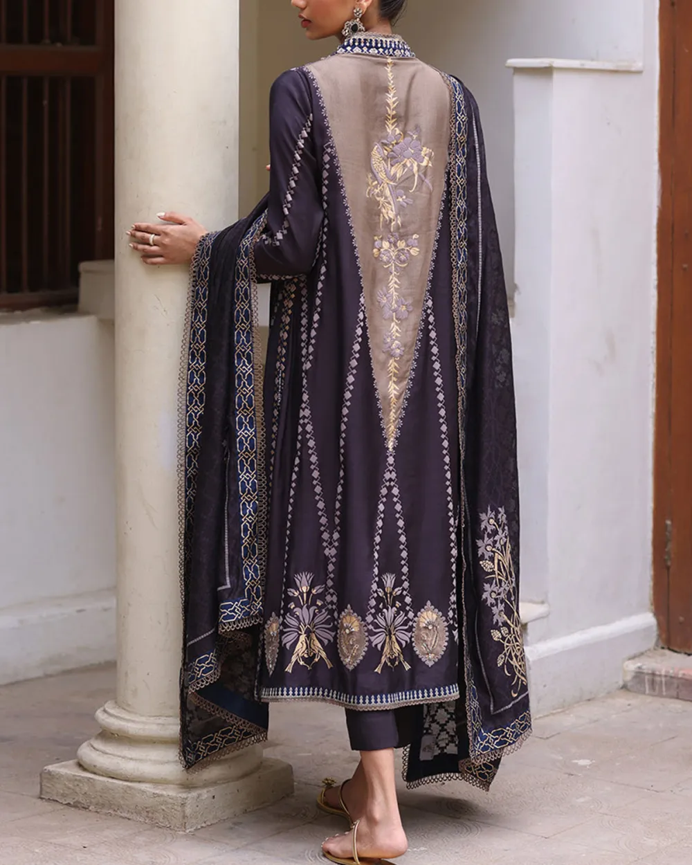 Blue embroidered cardigan dress