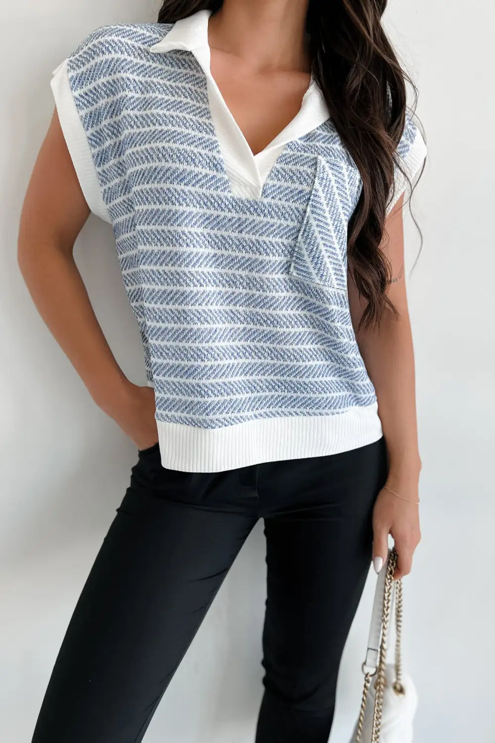 Preppy Life Striped V-Neck Top