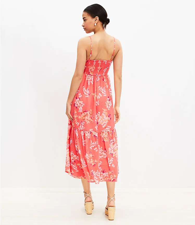 Ikat Floral Clip Keyhole Strappy Midi Dress