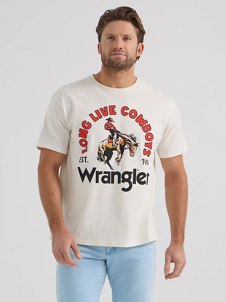 WRANGLER X DIAMOND CROSS GIDDY UP TEE IN MARSHMALLOW