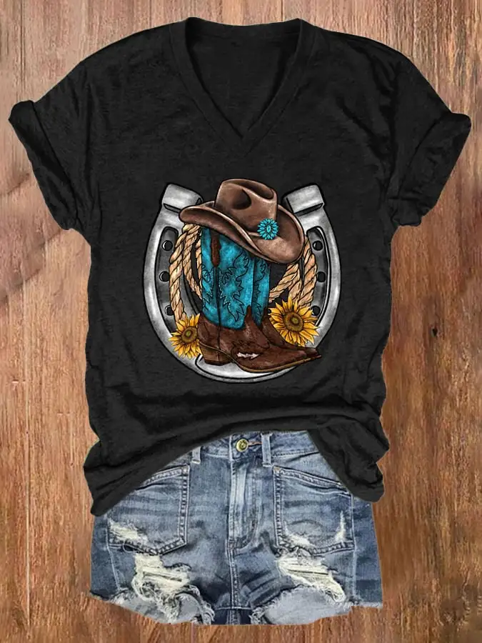 🔥Buy 3 Get 10% Off🔥Women's Western Print T-Shirt