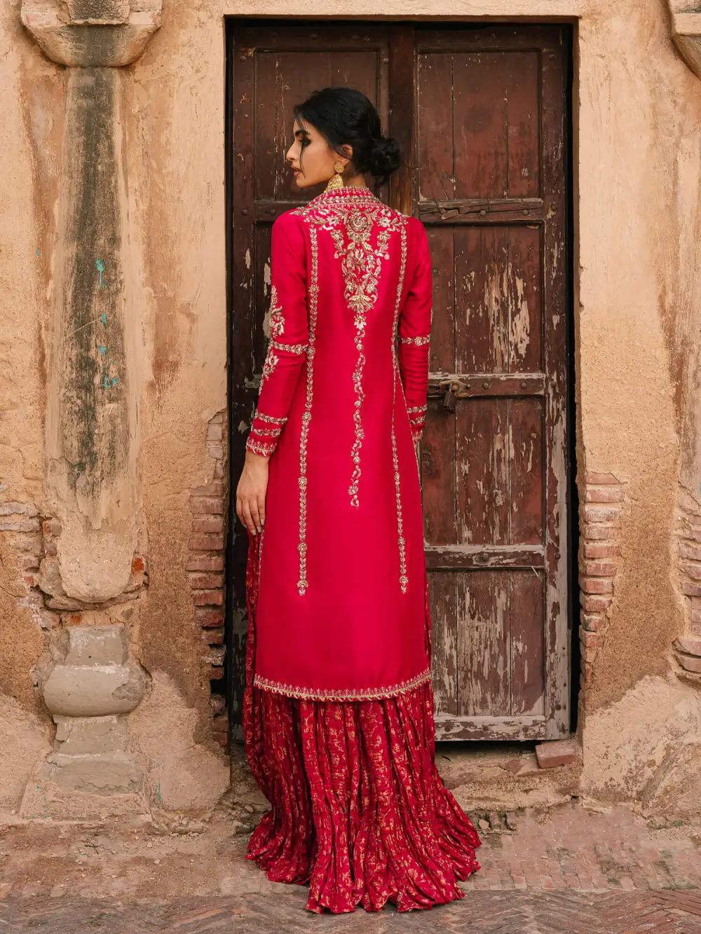 ANAM KURTA W/ CRUSHED LEHENGA