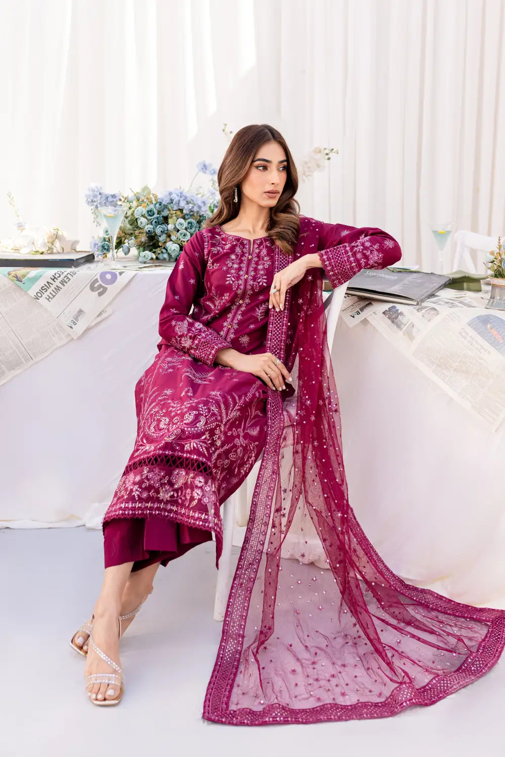 Liara 3Pc - Embroidered Lawn Dress