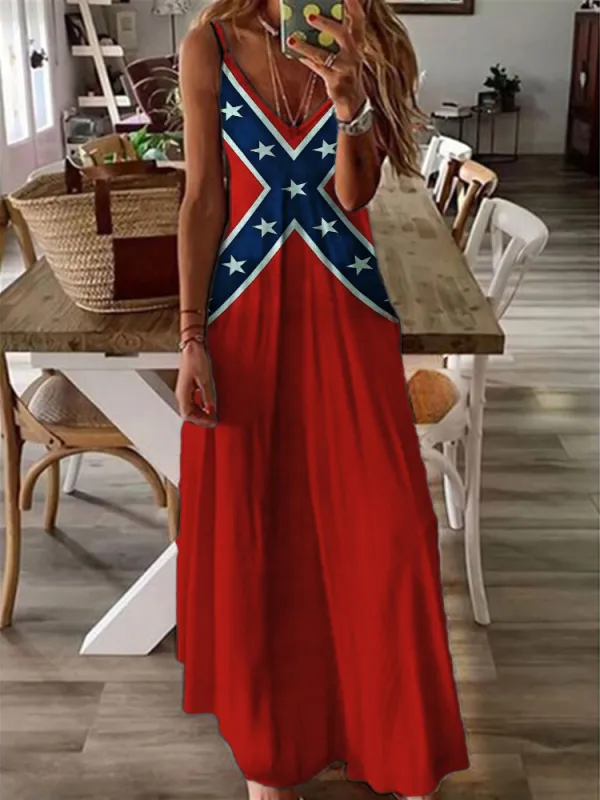 Southern Pride Rebel Flag Cami Maxi Dress