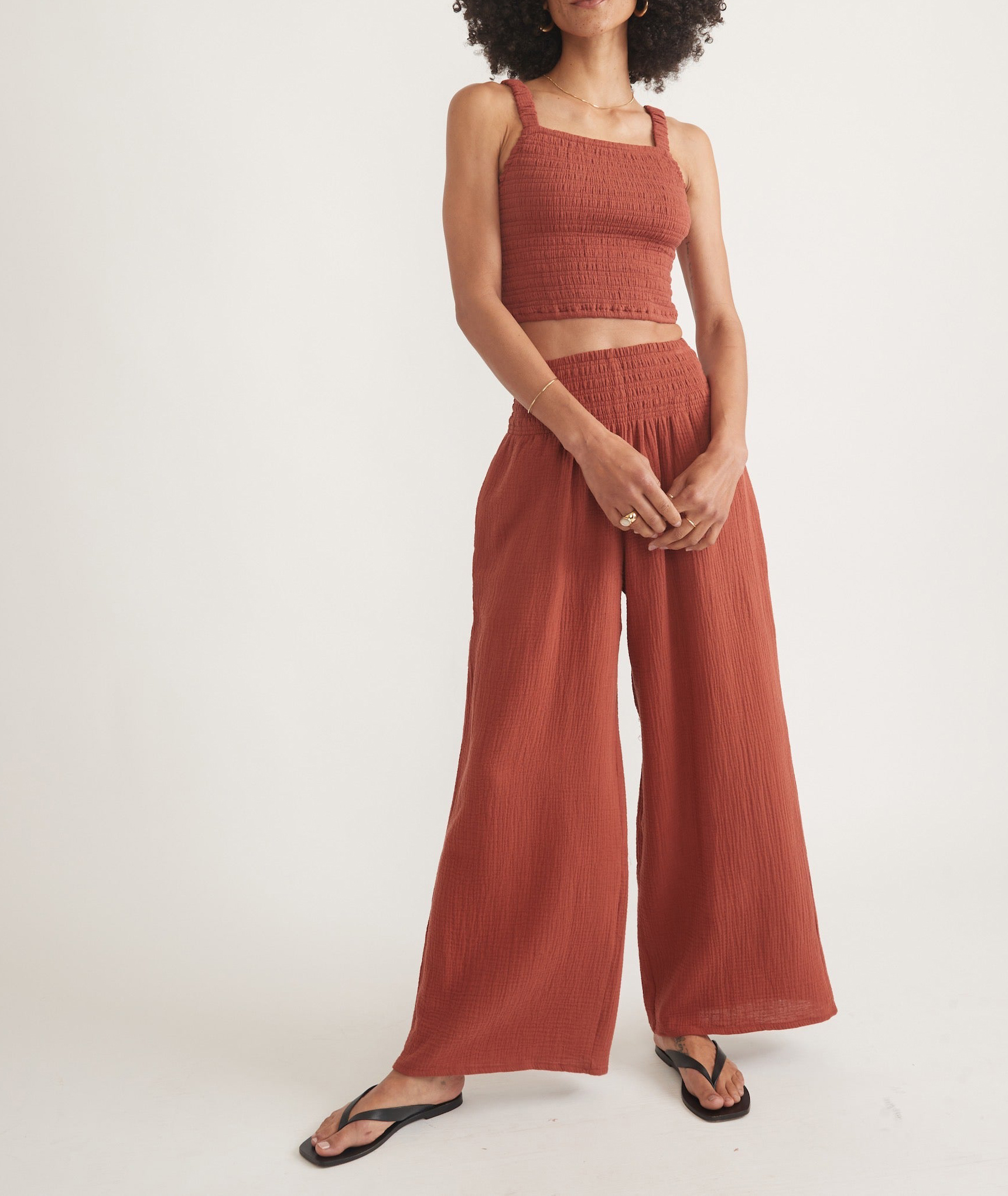 Rust Double Cloth Palazzo Pant