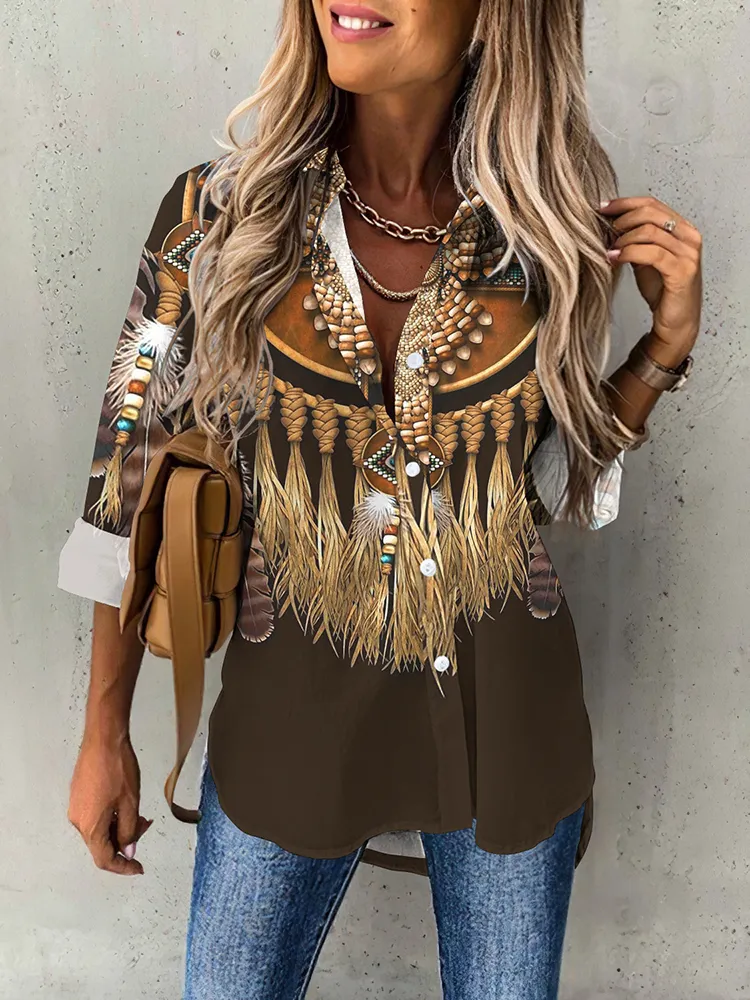 Western Print Long Sleeve Shirt