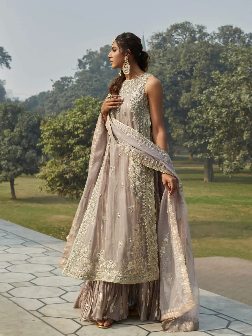 SIDE SLIT DRESS W/ CRUSHED INNER & DUPATTA