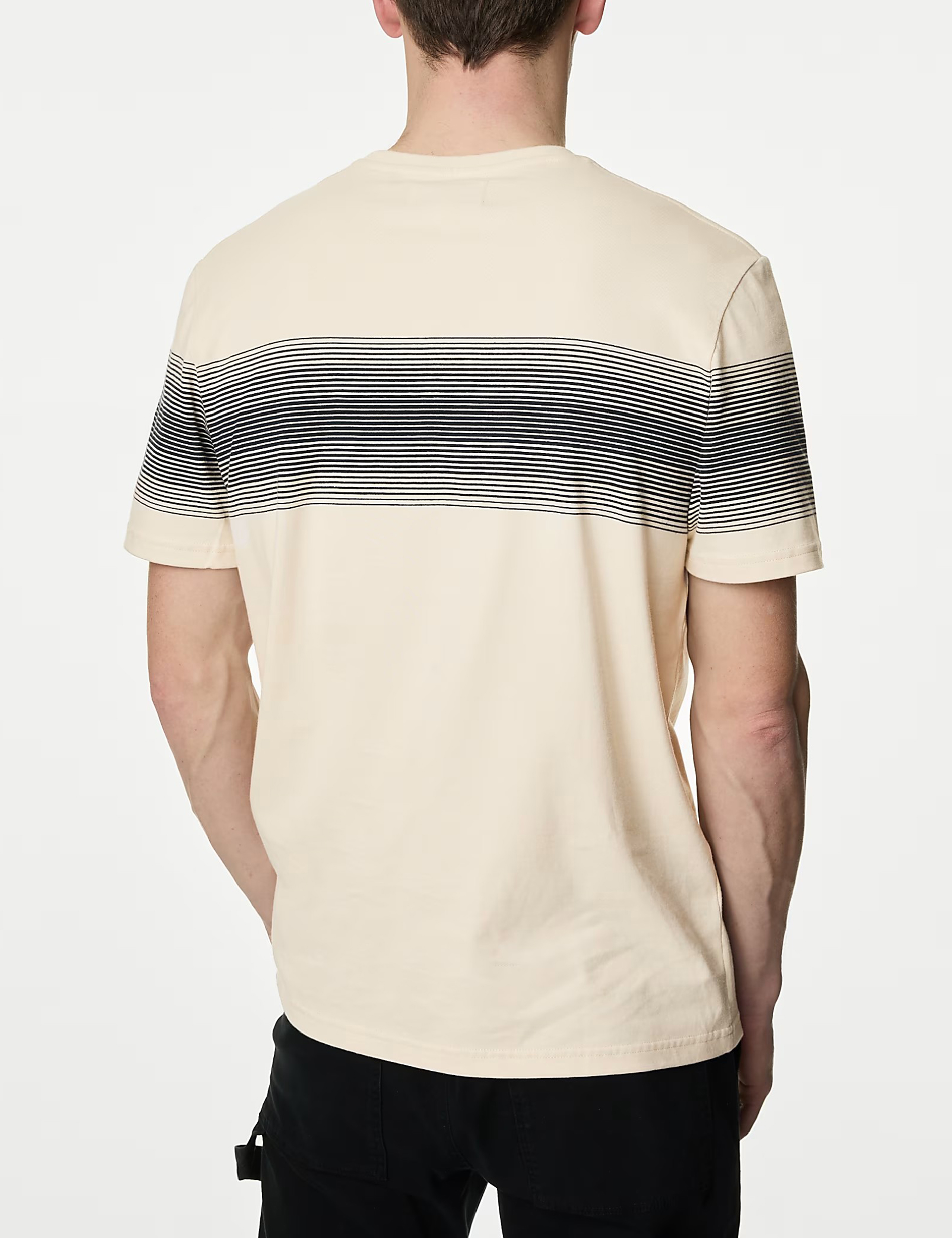 Pure Cotton Striped Crew Neck T-Shirt