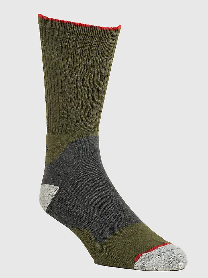 MEN'S WRANGLER MID-WEIGHT CREW WORK SOCKS (3-PACK) IN ARMY GREEN