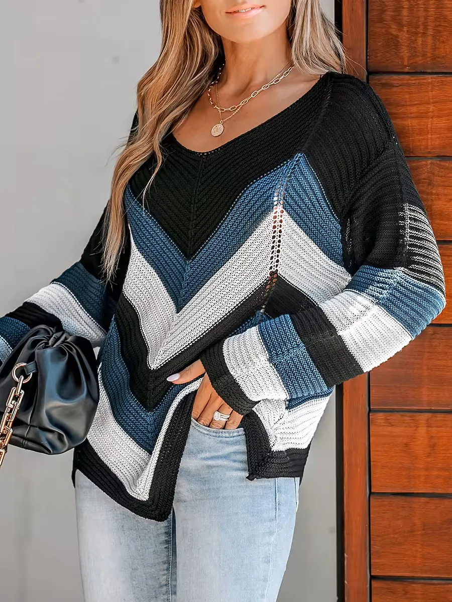 V-shaped asymmetric hem sweater