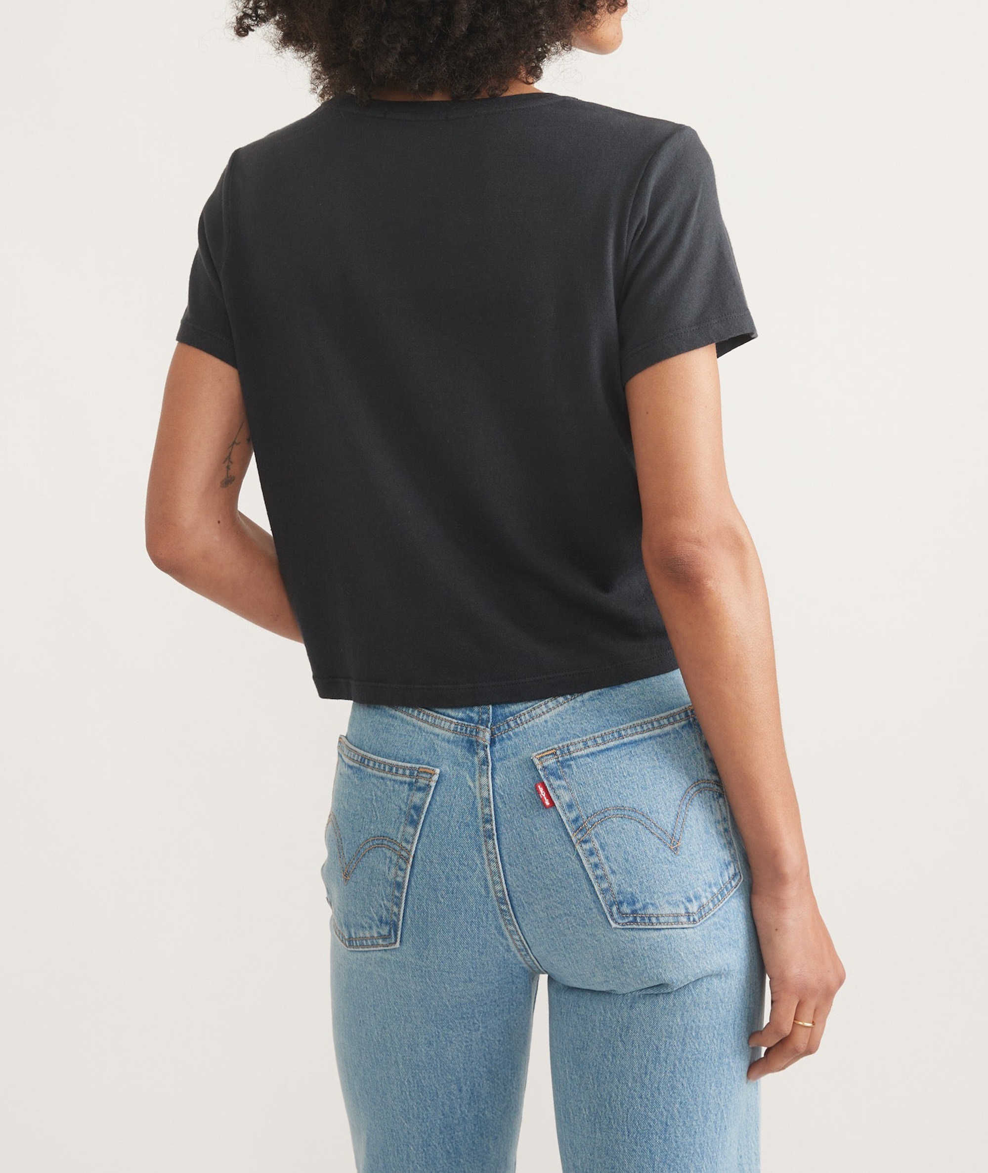 Faded Black Easy Crew Crop Tee