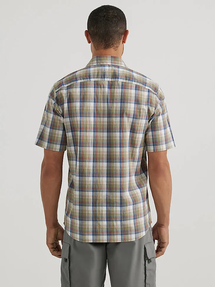 MEN'S RELAXED STRETCH POPLIN PLAID SHIRT IN PEARL BLUE