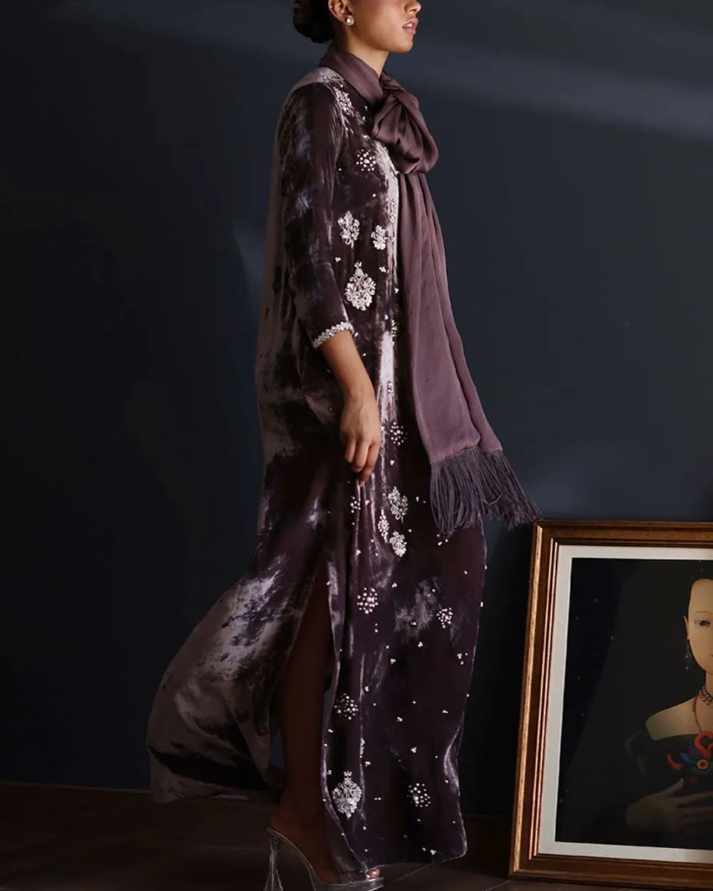 Vintage embroidered velvet kaftan