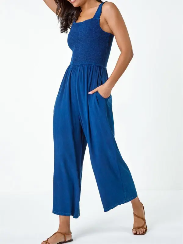 Royal blue suspender jumpsuit