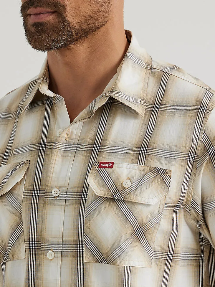 MEN'S RELAXED STRETCH POPLIN PLAID SHIRT IN PEARL BLUE