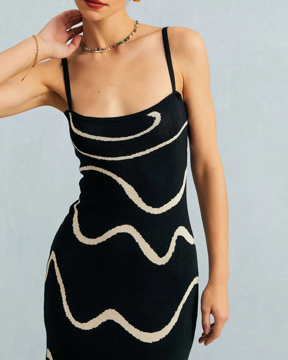 Black Wave Sling Dress