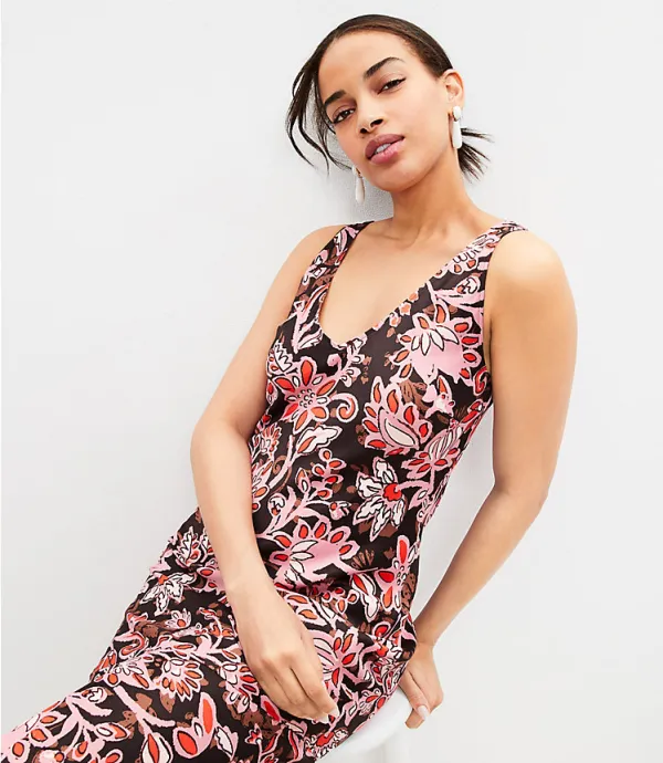 Floral Satin Bias Slip Dress