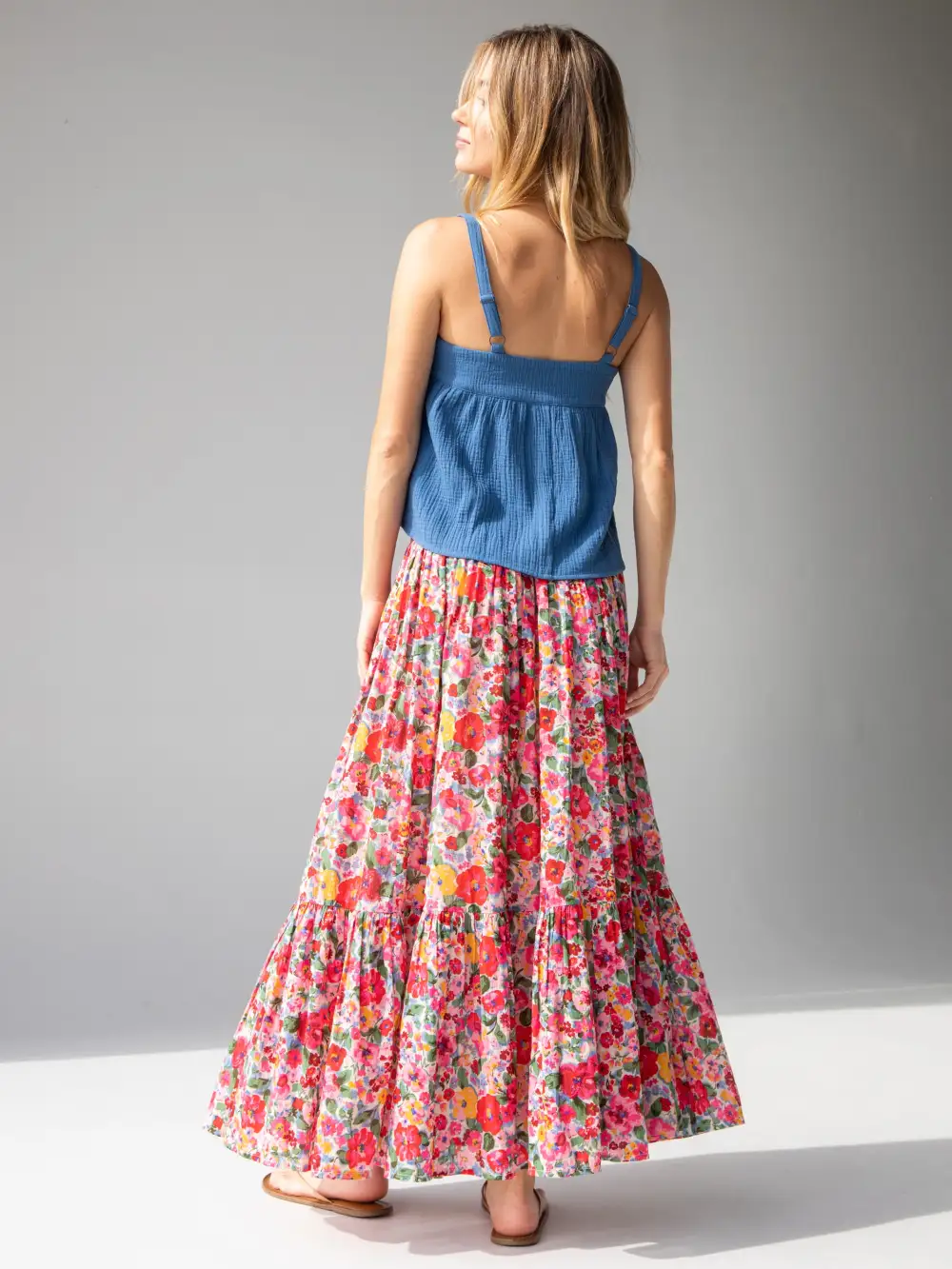 Flora Cotton Convertible Maxi Skirt - Bright Pink Floral