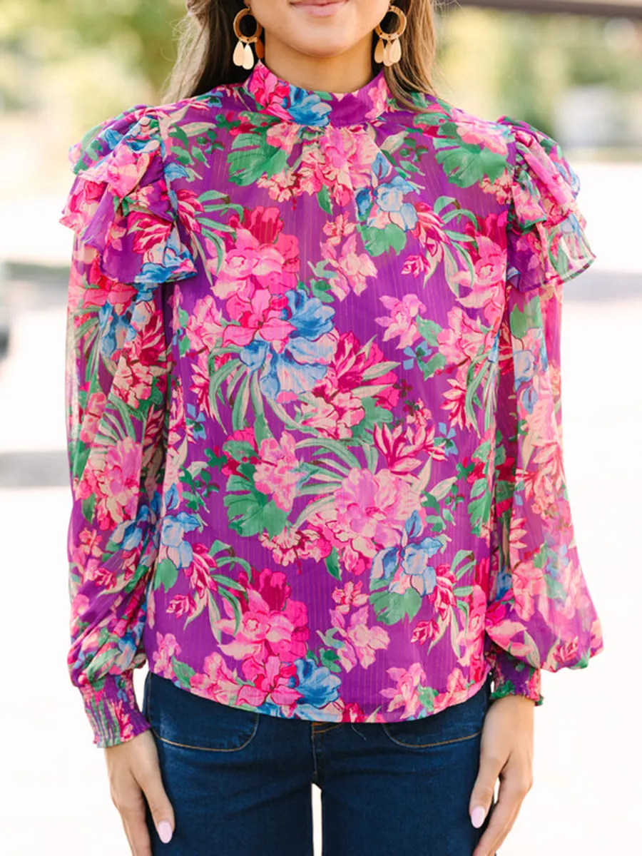 Purple Floral Blouse