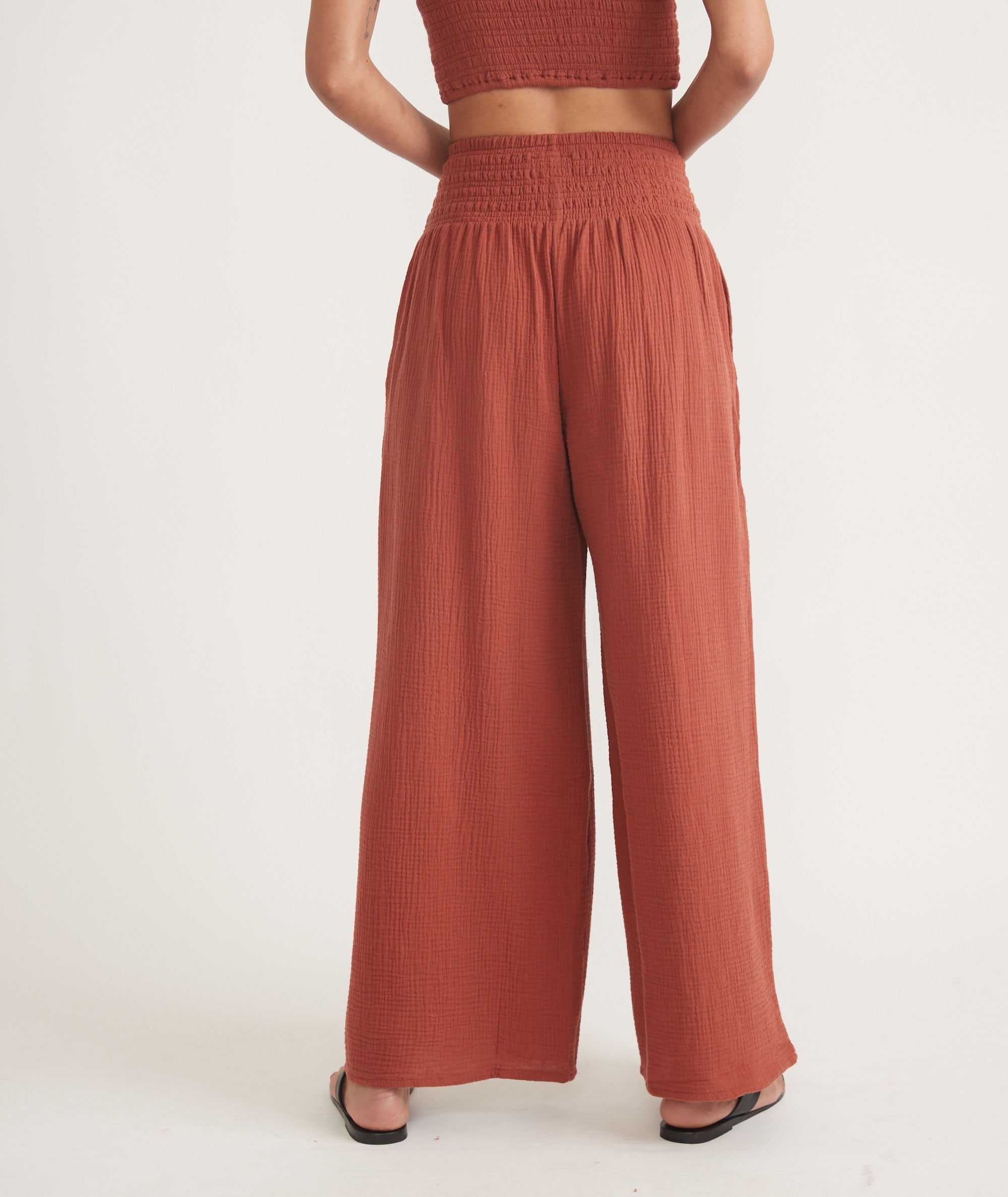 Rust Double Cloth Palazzo Pant