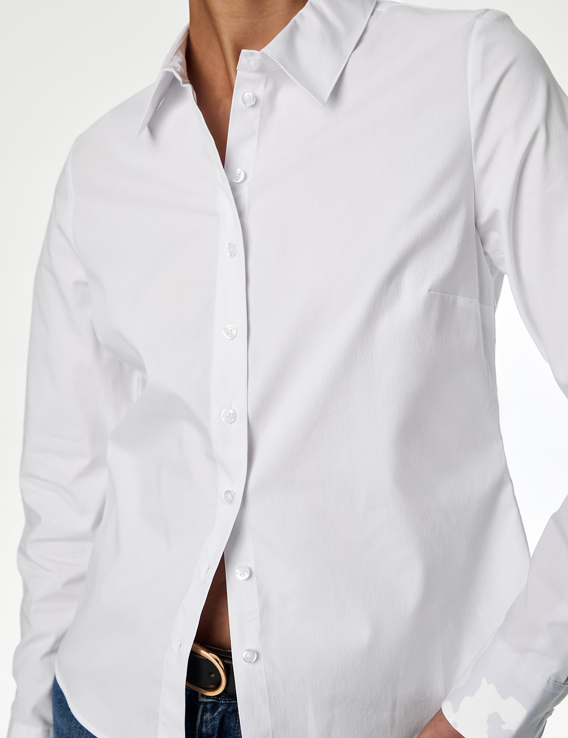 Cotton Rich Fitted Collared Shirt