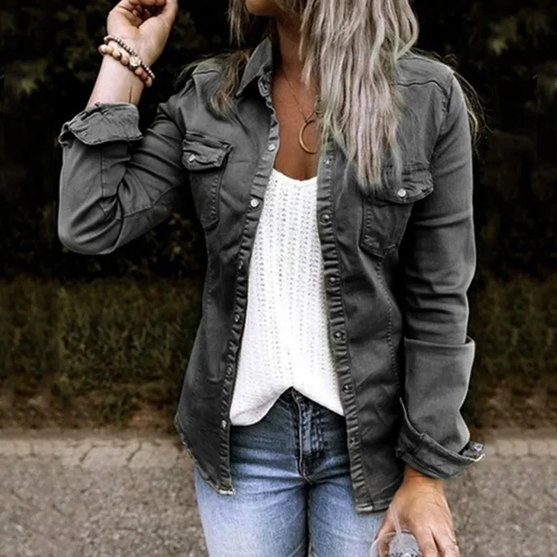 Solid Color Long Sleeve Casual Jacket