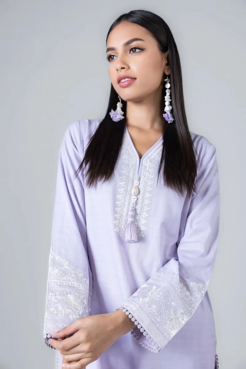 2 Piece Kurta | Embroidered & Pants Light Blue