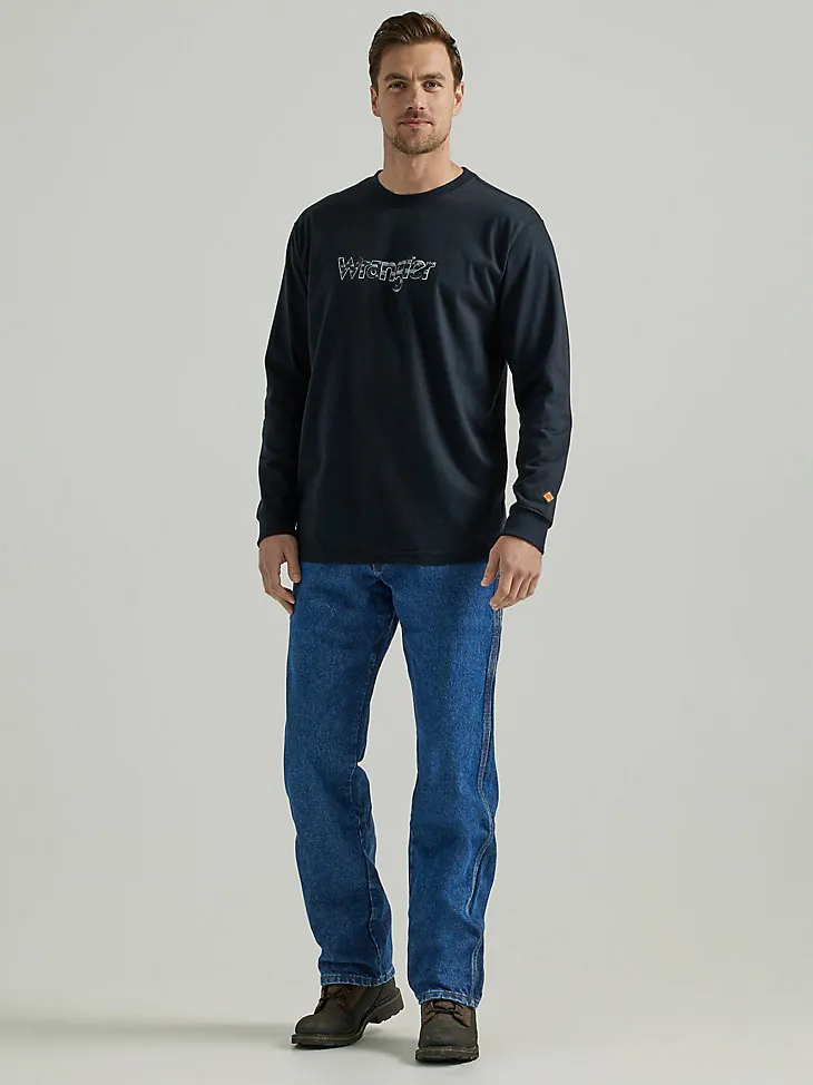 WRANGLER® FR FLAME RESISTANT LONG SLEEVE LOGO GRAPHIC T-SHIRT IN BLACK