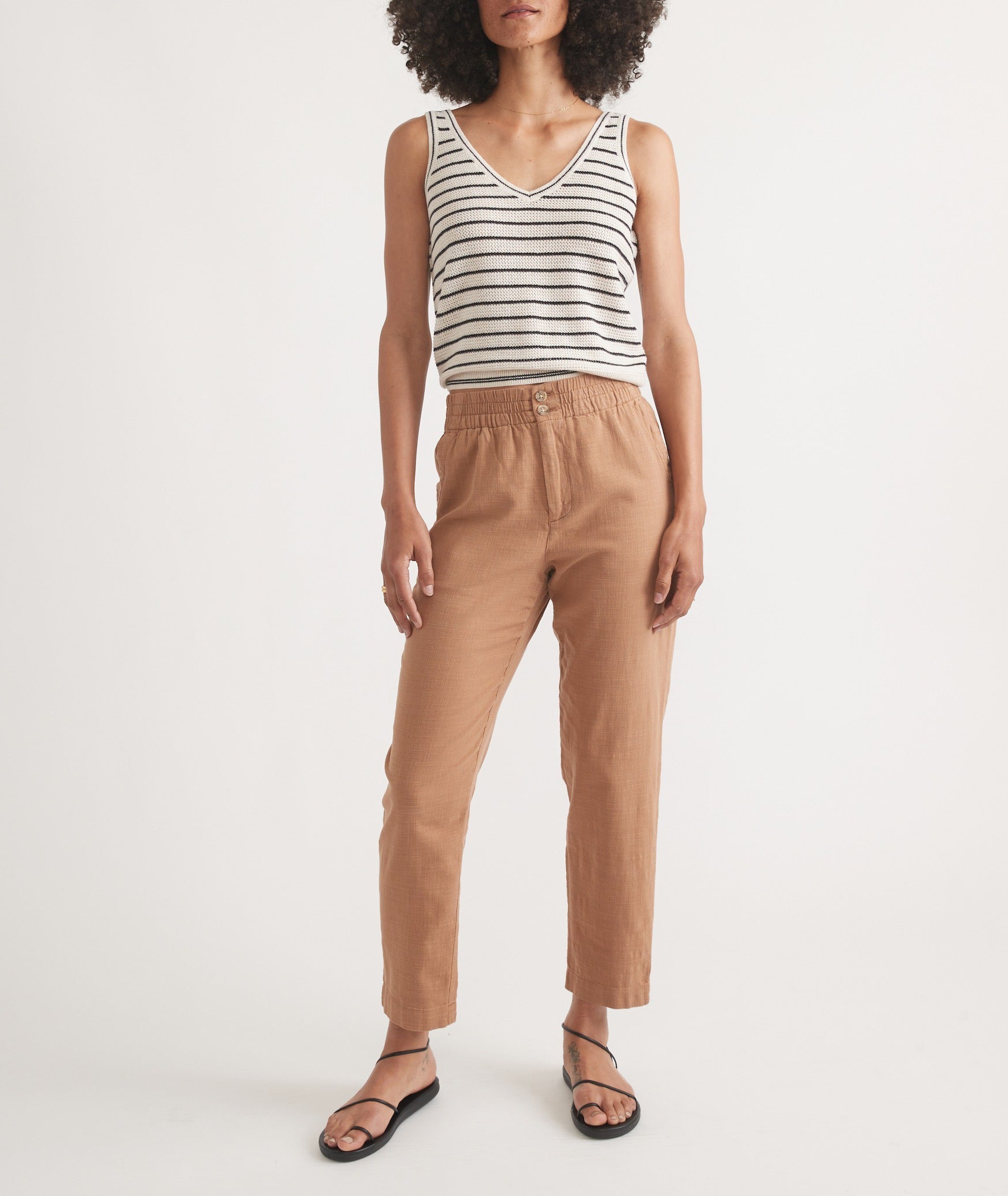 Desert Color Cropped Trousers