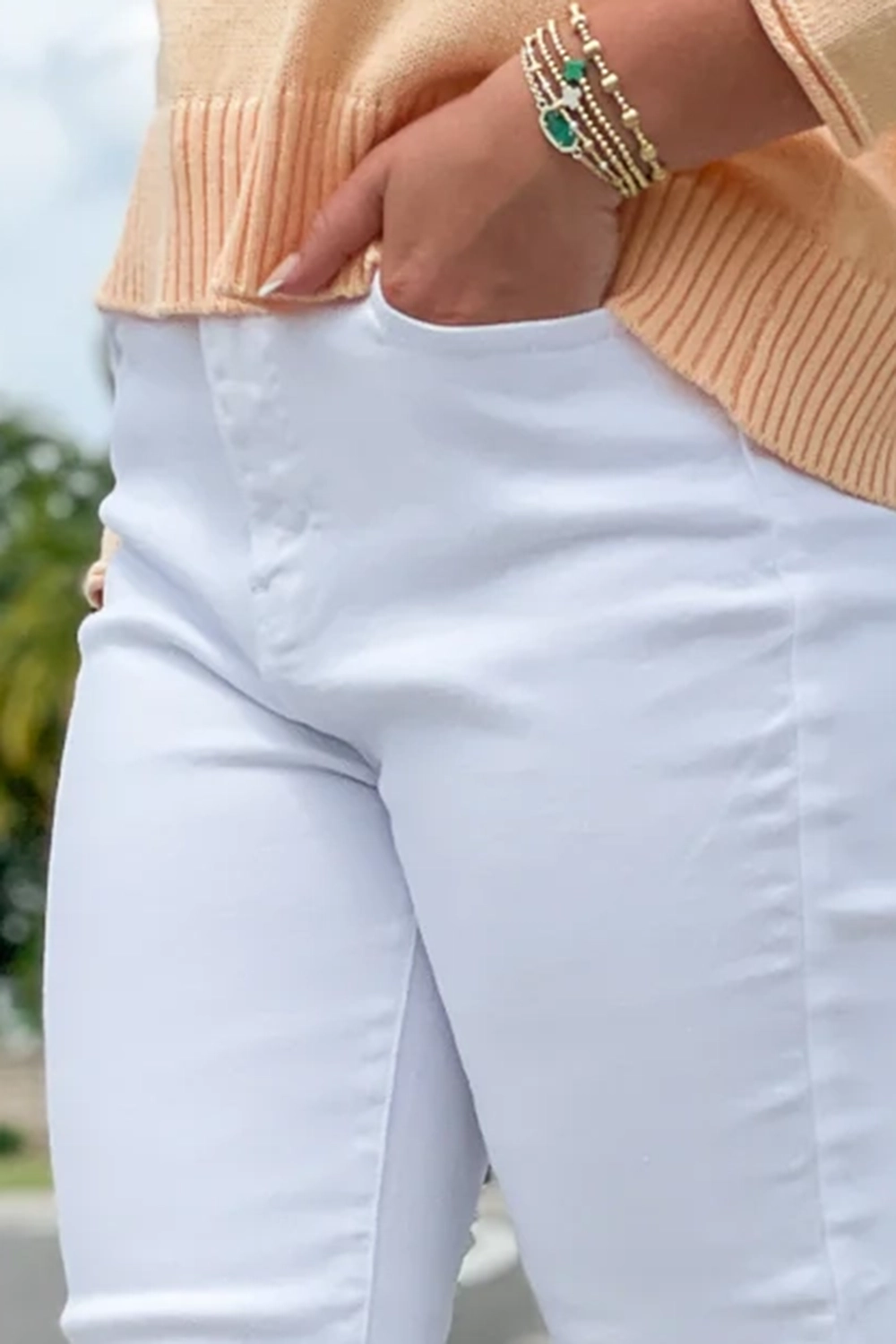 White tight trousers