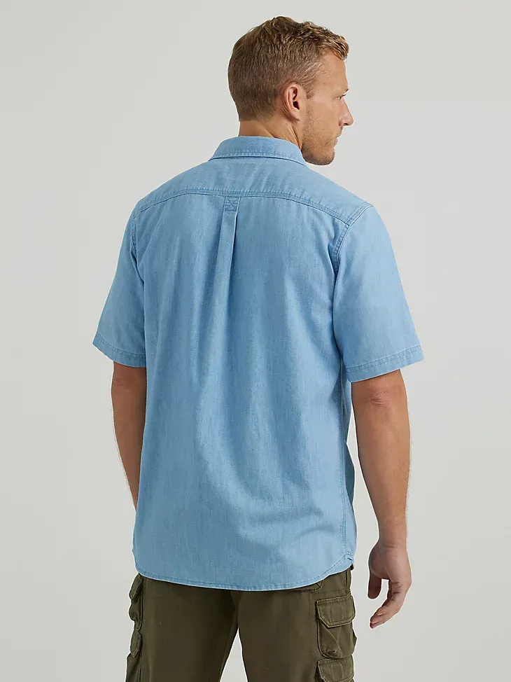 MEN'S RELAXED STRETCH POPLIN SHIRT IN GOBLIN BLUE HEATHER