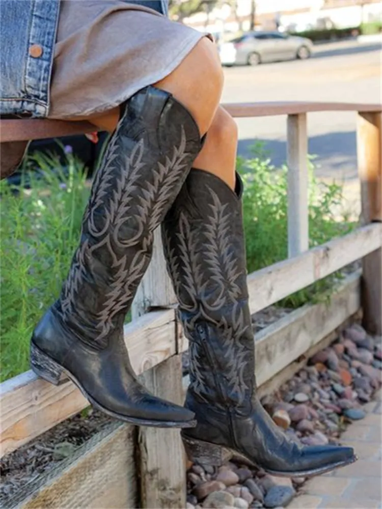 Cowgirl Western Embroidered Knee High Boots