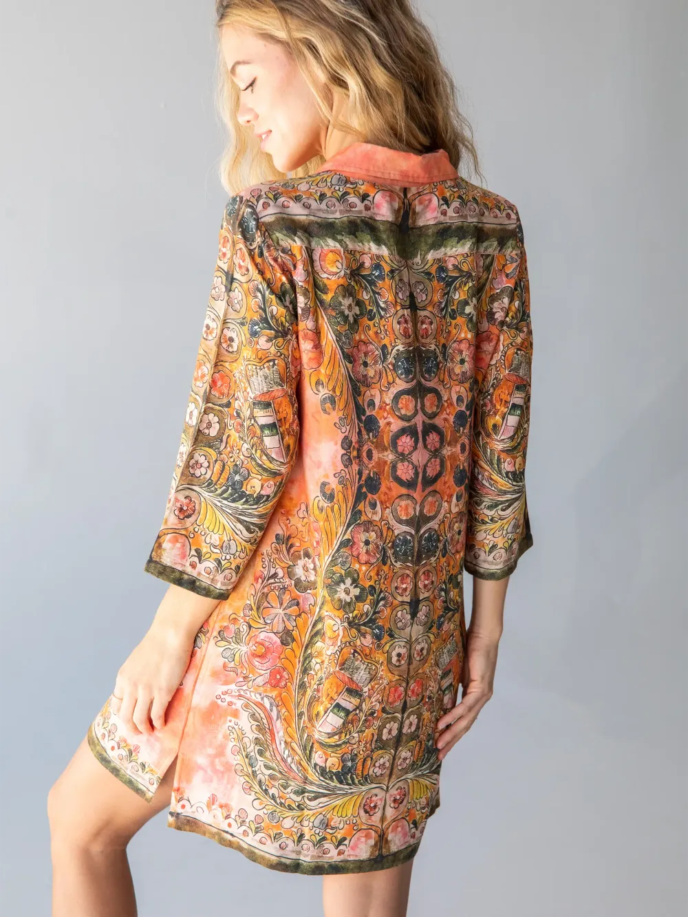 Fiona Tunic Dress - Orange Paisley