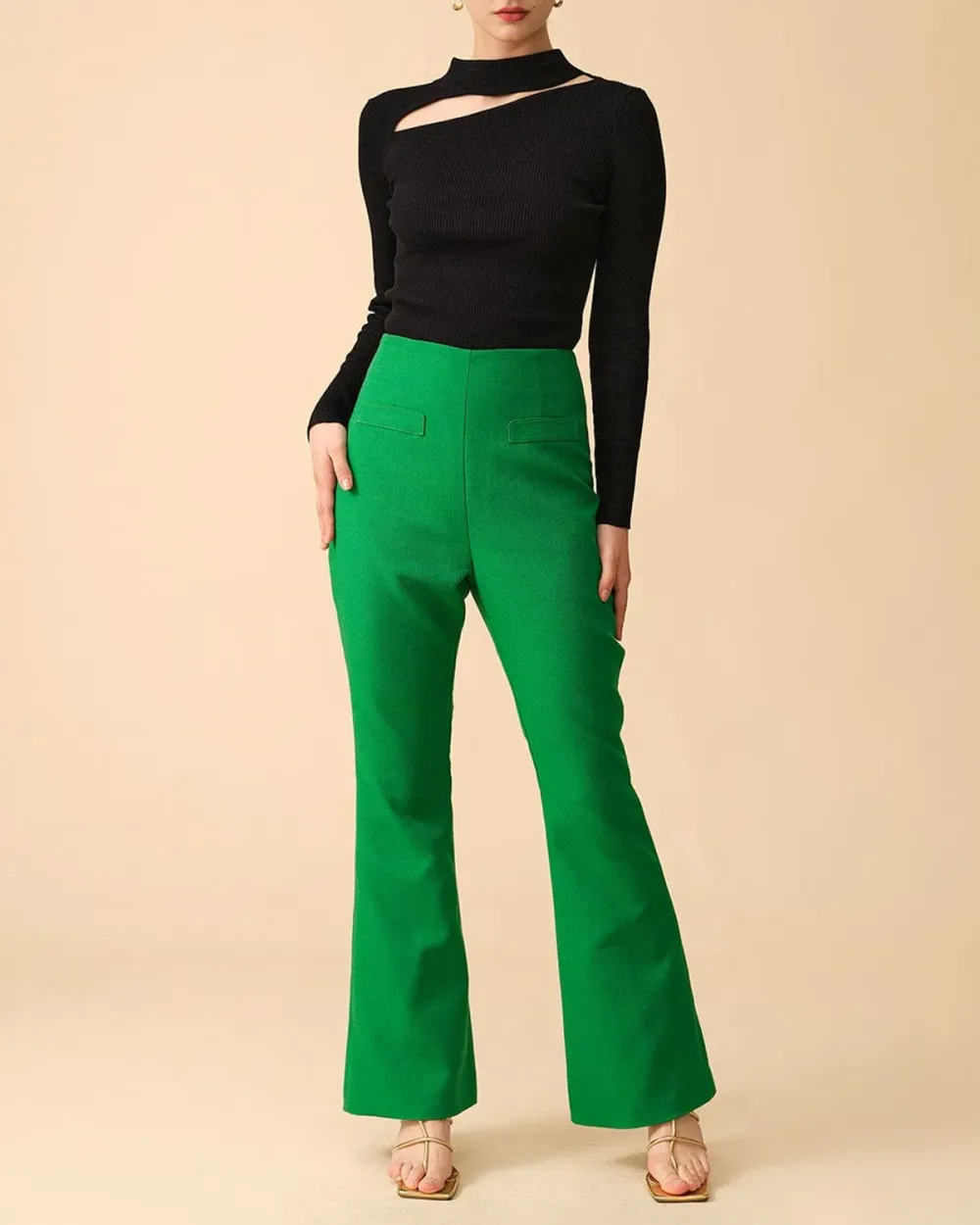 The Solid High-waisted Flare Pants