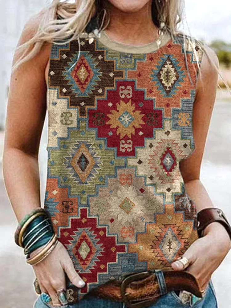 Western Ethnic Print Casual Cozy Vintage Vest