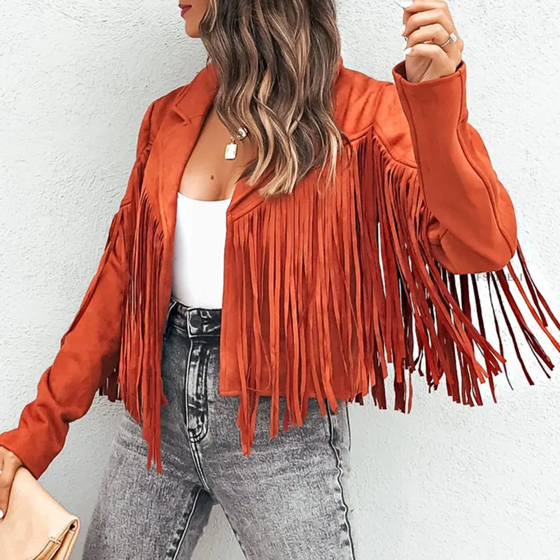 Oversized Solid Fringed Long Sleeve Jacket